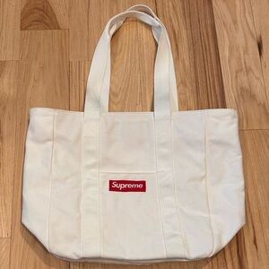 Authentic Supreme White Canvas Tote Bag